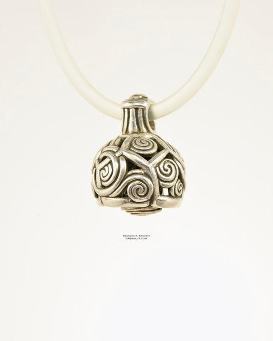 bridge jewelry bell necklace in sterling silver is  handmade pendant is made with lost wax casting, then polished and assembled in Washington state perfect gift for ancient celtic designer & geometry