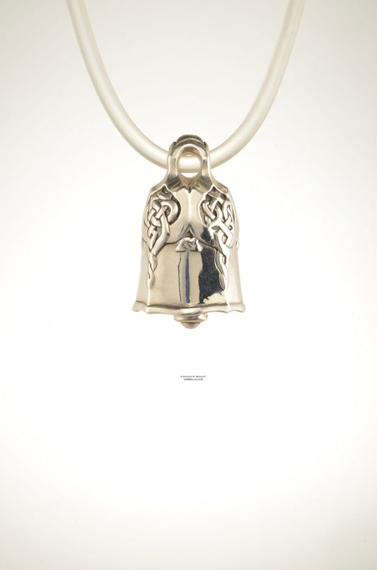 Limited edition Celtic bell necklace, front side in sterling silver